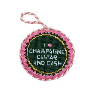 Champagne, Caviar & Cash Needlepoint Ornament