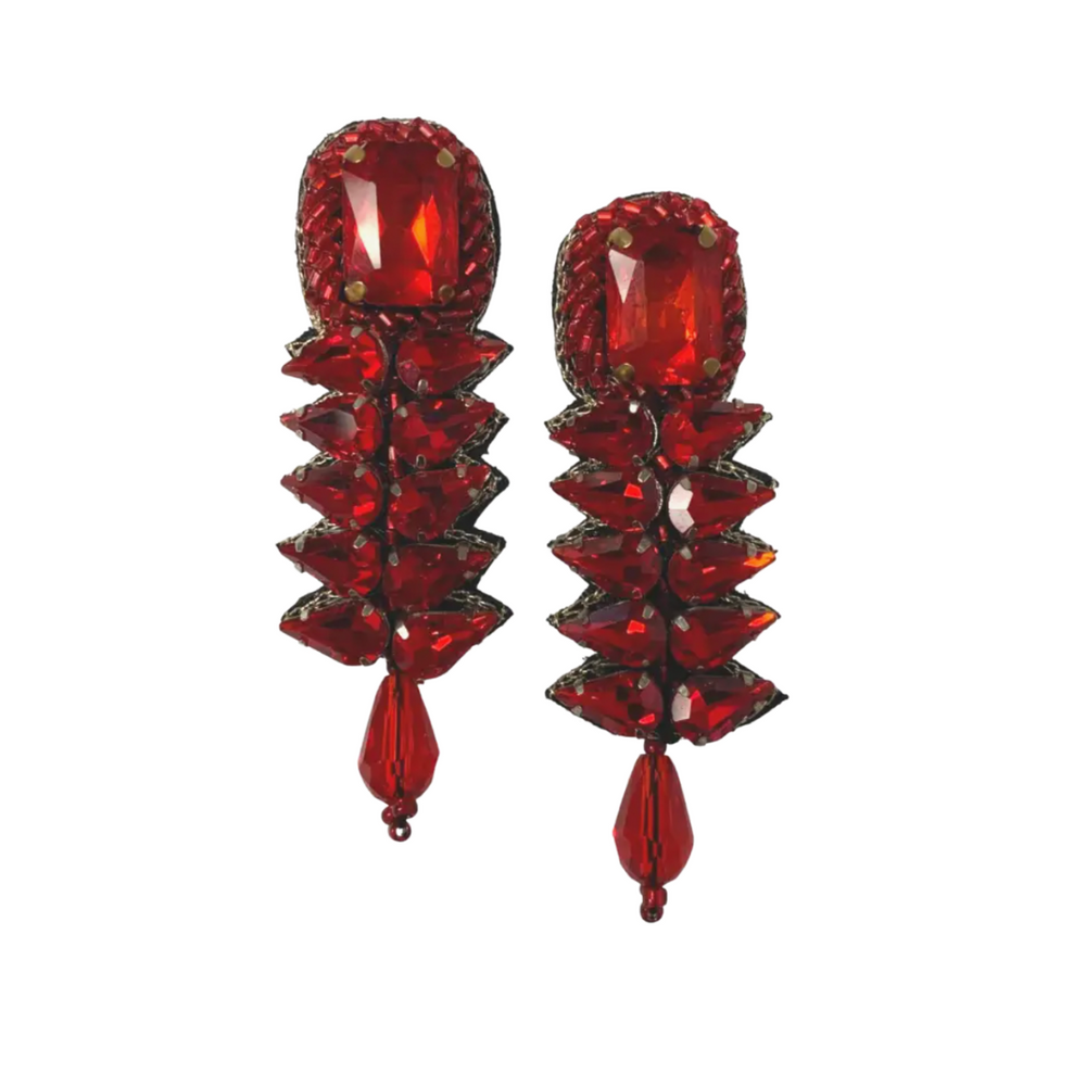 Red Jewel Drop Earrings