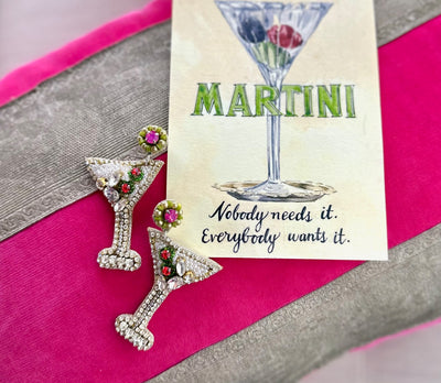 Martini Rhinestone Earrings