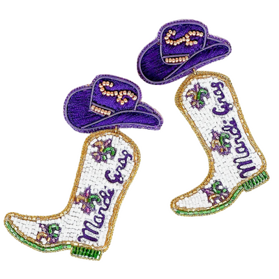 Mardi Gras Boots Earrings