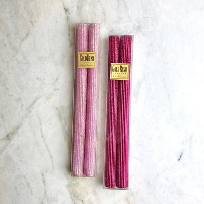 Pink Glitter Beeswax Tapers